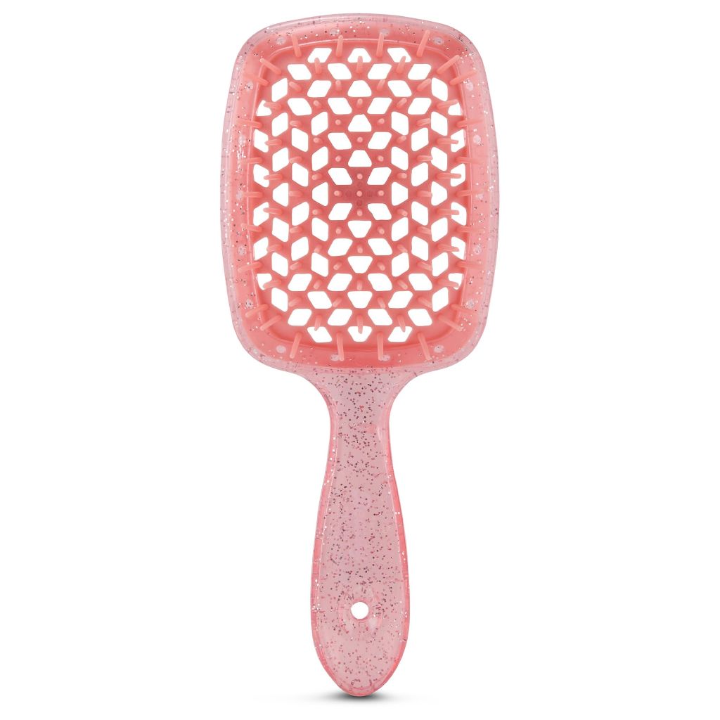 Detangling Brush for All Wet or Dry Hair Types -  (Peach Glitter)