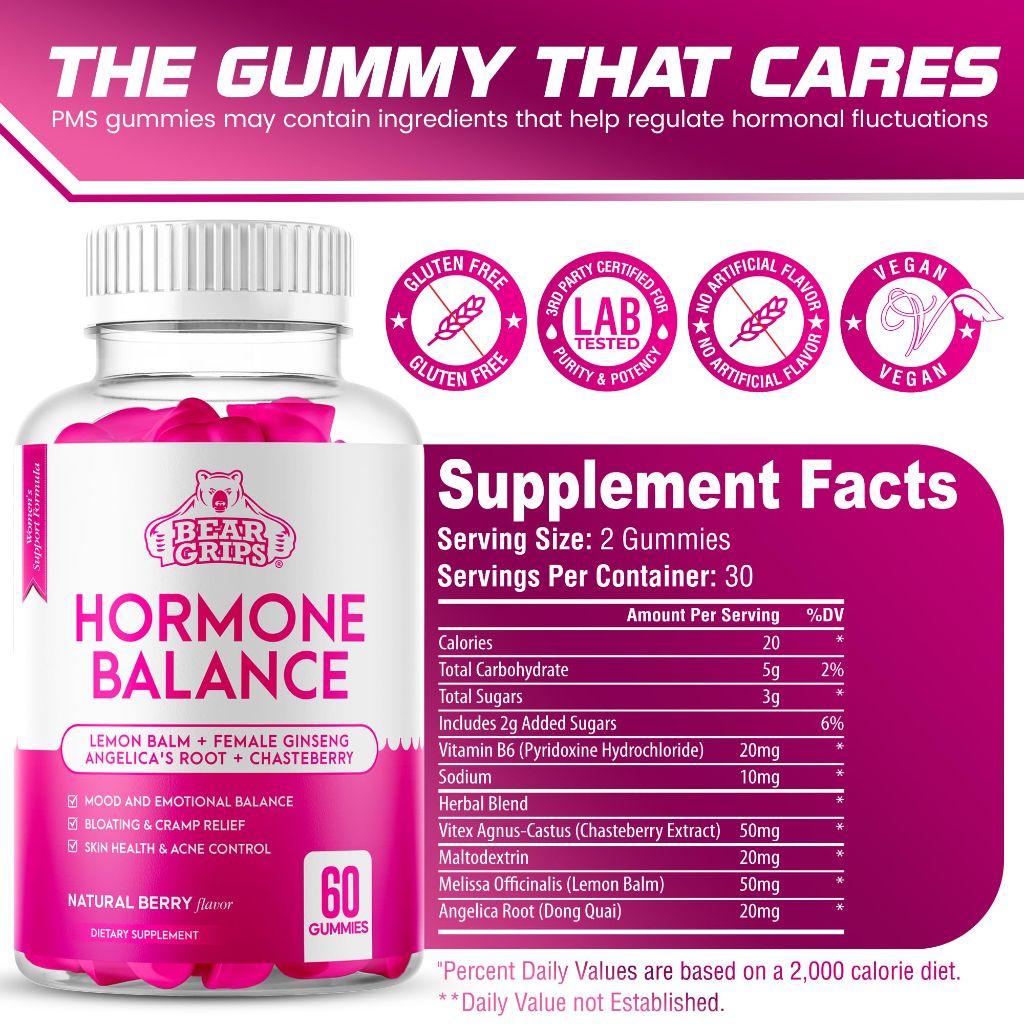 Bear Grips -Hormone Balance for Women , berry flavors 60ct.