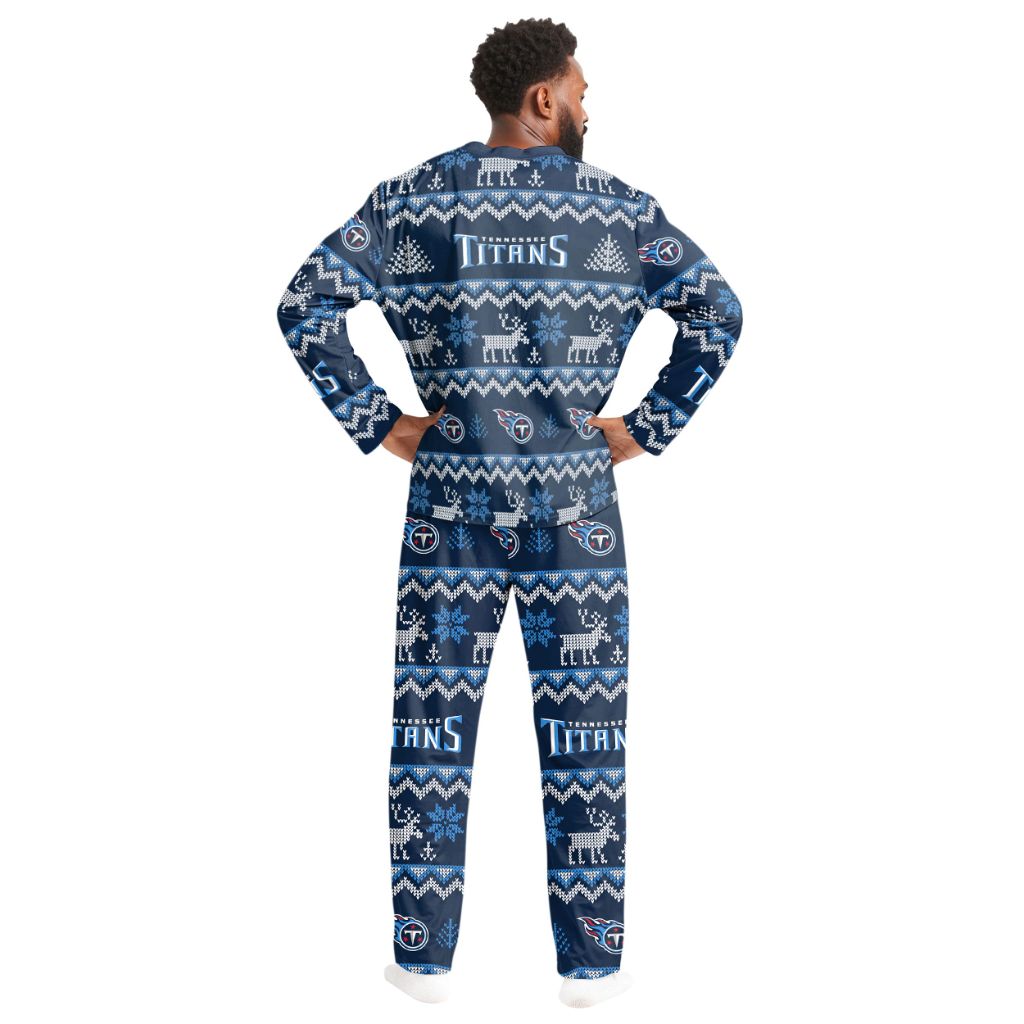 FOCO Men's Tennessee Titans Ugly Pattern Family Holiday Pajamas - 2XL