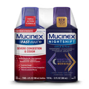 Mucinex Fast-Max Severe Congestion and Cough & Nightshift Cold and Flu Combo Pack, 2 6 OZ Bottles