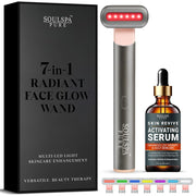 Soulspa Pure 7 in 1 LED Light Wand for Face, Neck & Eye – Silver with Activating Serum