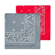 Levi's Men's 100% Cotton Multi-purpose Bandana Gift Sets –  Red/Grey, Pack 2