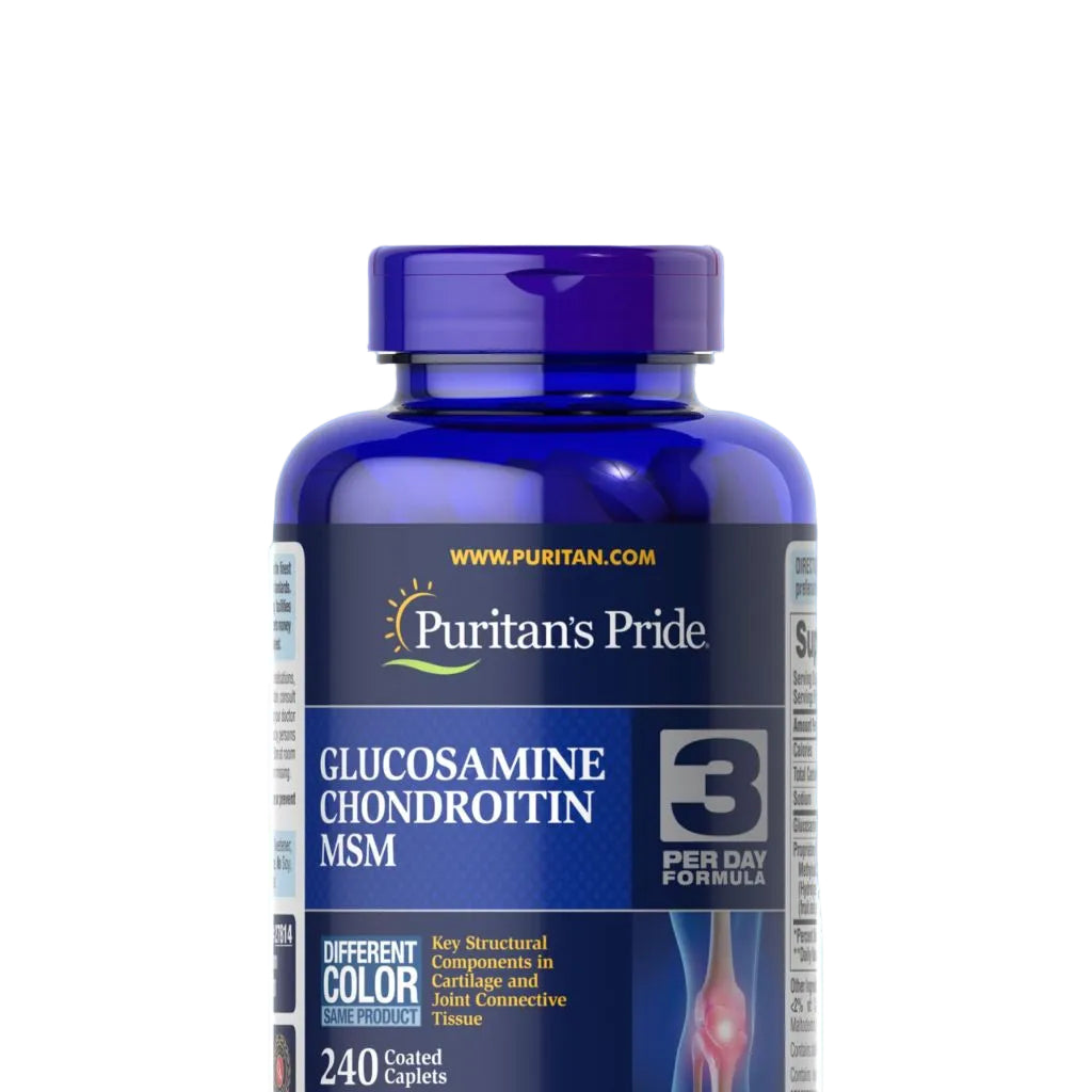 Puritan's Pride Glucosamine Chondroitin MSM Dietary Supplement for Joint Health, 240 Coated Tablets(Packaging may vary)