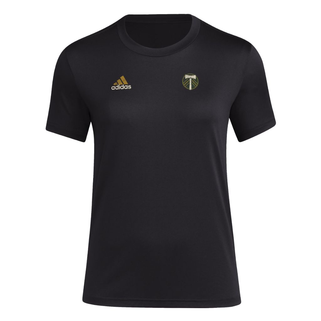 Adidas Women's Portland Timbers Local Stoic Short Sleeve Pre-game T-shirt, Black, Small Tall
