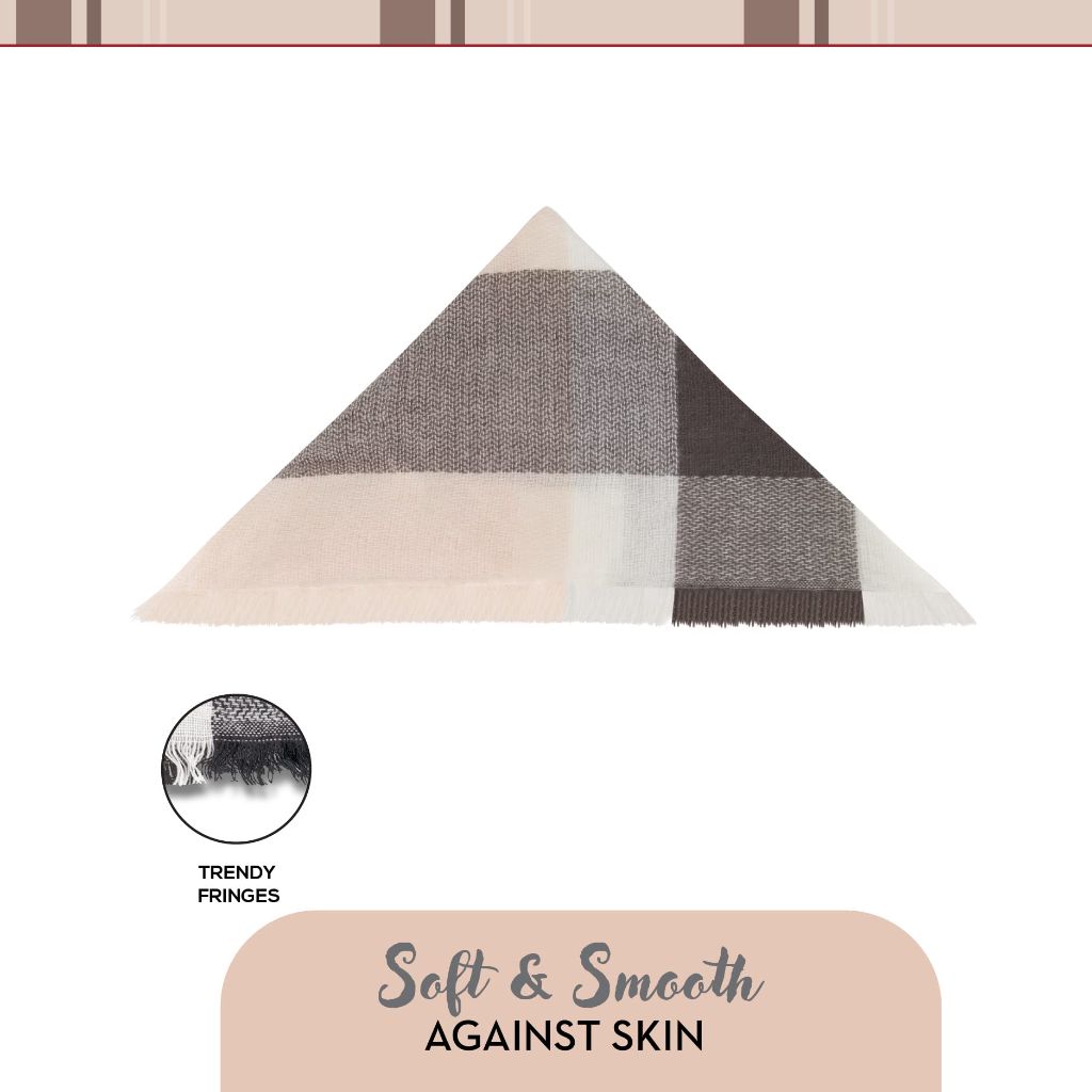 Market & Layne Plaid Blanket Scarf (Ivory Grey White Plaid)