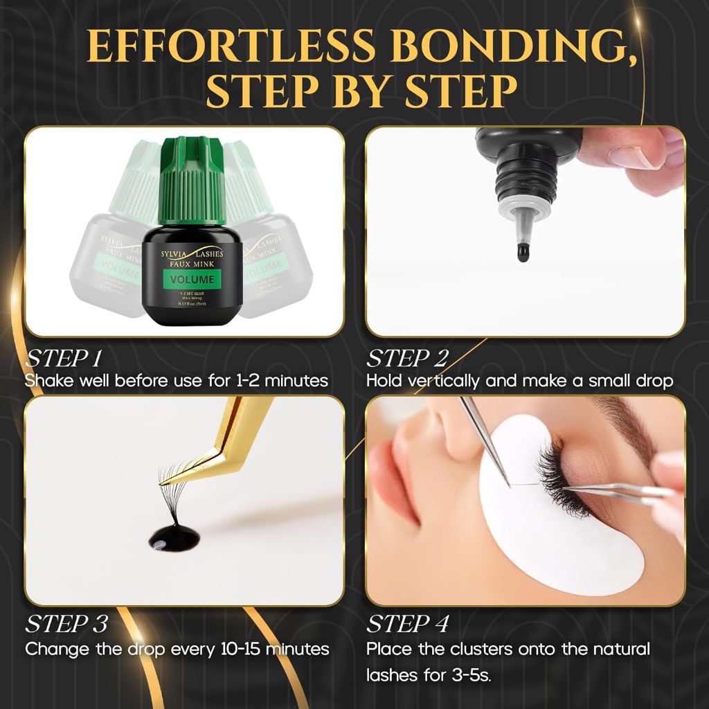Volume Ultra Strong Eyelash Extension Glue - 5ml Professional Black Adhesive