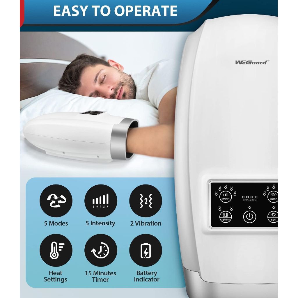 WeGuard Hand Massager with Heat for Arthritis and Carpal Tunnel w/5 Massage Modes