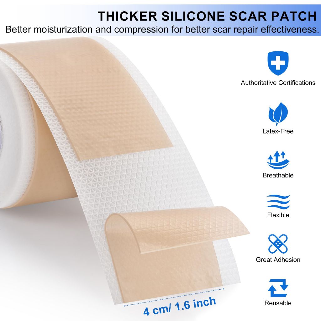 Silicone Scar Tape for C-Section Recovery Medical Grade Silicone Scar Sheets for Surgical Scars Hyperplastic Tummy Tuck Keloid 1.6" x 59"