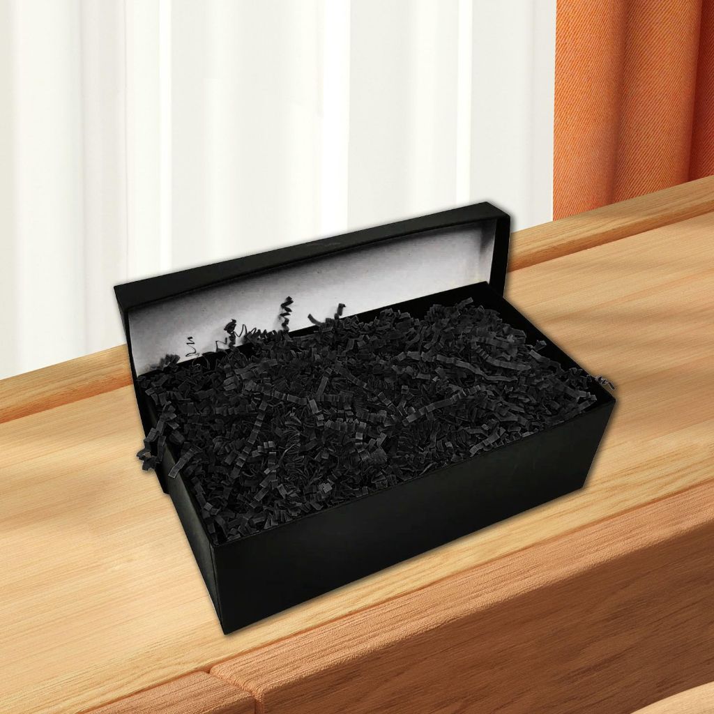 Tisspoms 2LB Black Orange Crinkle Cut Paper Shred Filler, Halloween Paper Shreds for Basket Fillers, Birthday, Gift Wrapping, Anniversary, New Years, Halloween Decor Party Filler