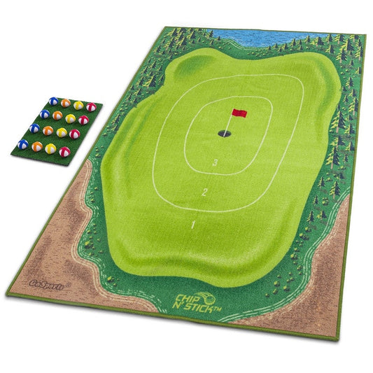 GoSports Chip N Stick Golf Hitting Game  Includes 1 Chip N Stick Game Mat  16 Grip Golf Balls and Chipping Putting Mat