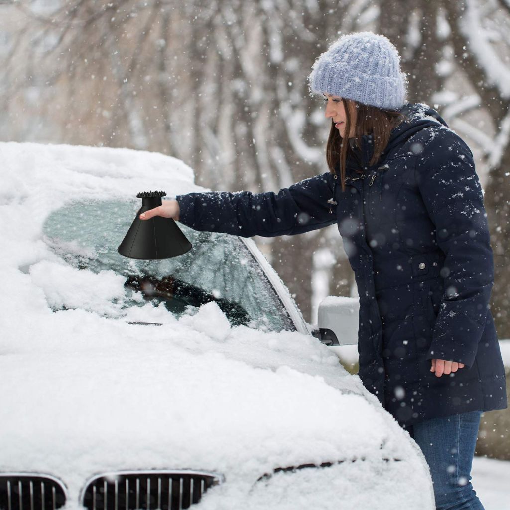 Magical Ice Scrapers for Car Windshield - 2 Pack Cone Magic Car Ice Scraper with Funnel, Round Snow Scraper for Christmas Present