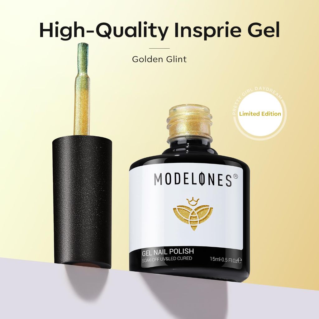 modelones Glitter Soak-Off UV Gel Polish - Golden Glint, #2571