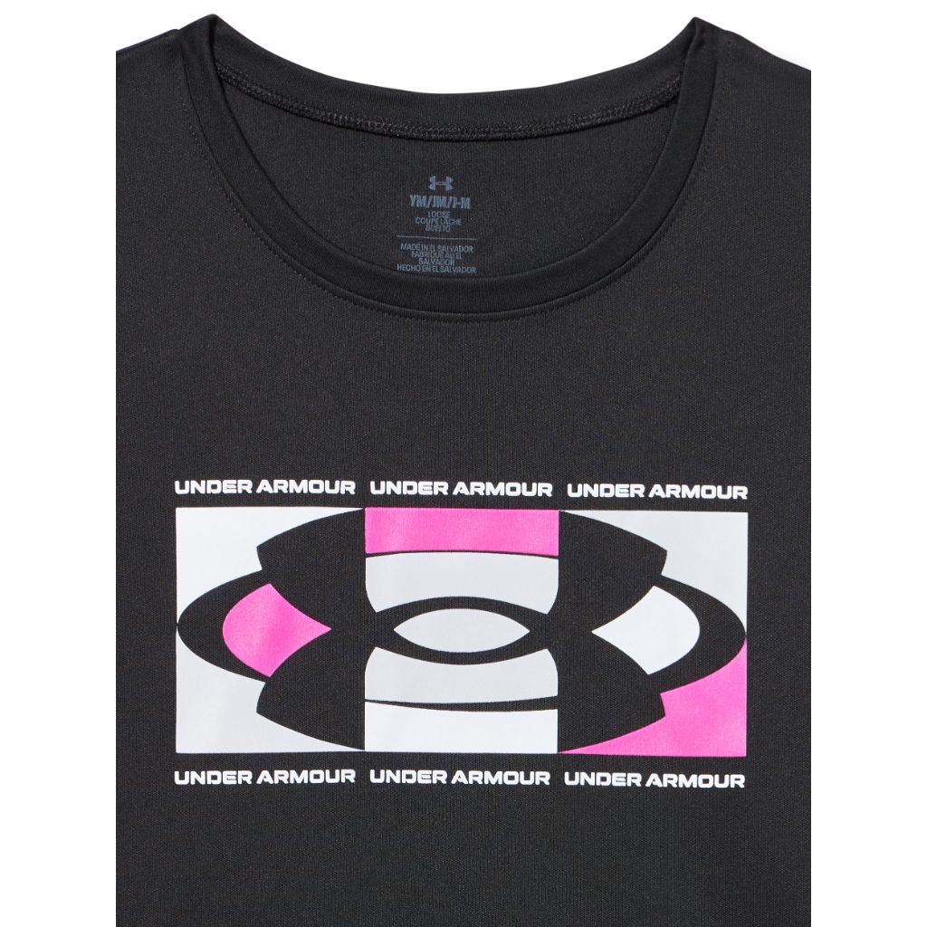 Under Armour Girls' Tech Big Logo Short Sleeve T Shirt, Black - size X-Large