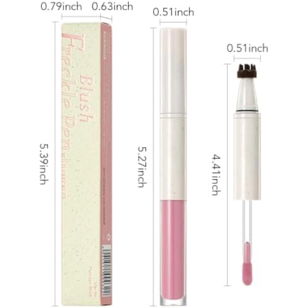 Freckle Blush Makeup Pen,Light Brown Freckle Stamp 2 in 1 Double-ended Waterproof Long Lasting Ultra-Blendable Quick Dry Pink Liquid Blush for Natural Face Makeup,Vegan & Cruelty -free