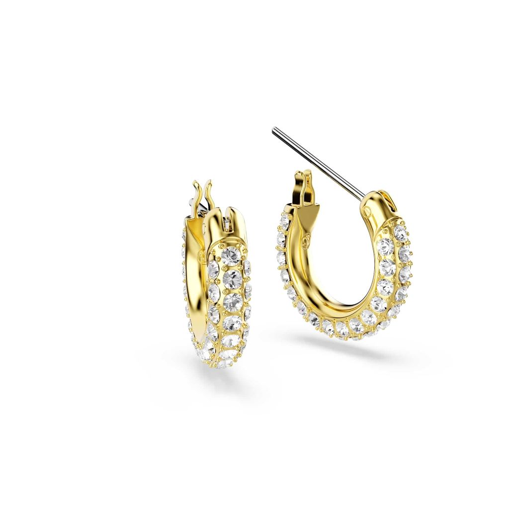 Swarovski Dextera Hoop Earrings - Pavé, Mini, White, Gold-Tone Finish (5734275)