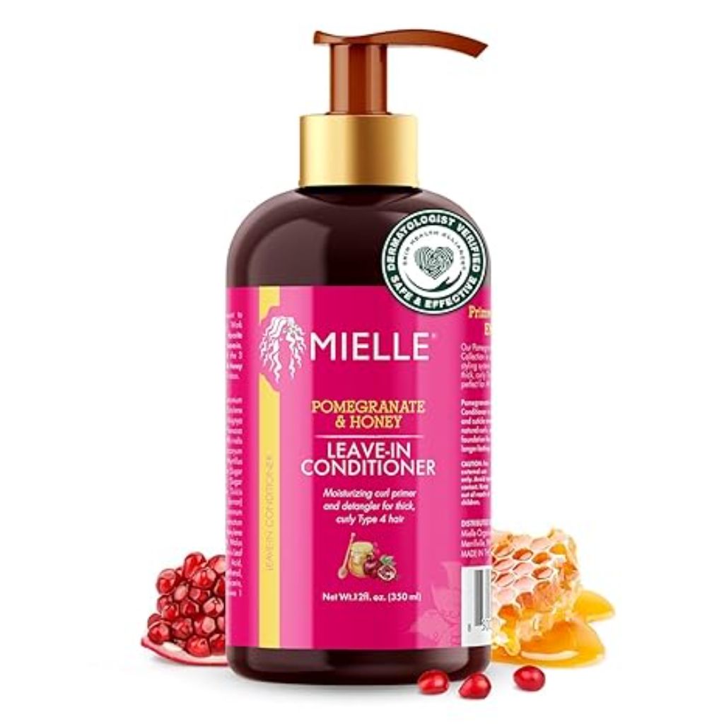 Mielle Organics Pomegranate & Honey Leave-In Conditioner for Curly Hair - Moisturizing Detangler & Curly Hair Treatment to Help Repair Damage, Prevent Frizz & Improve Shine, 12 Fl Oz