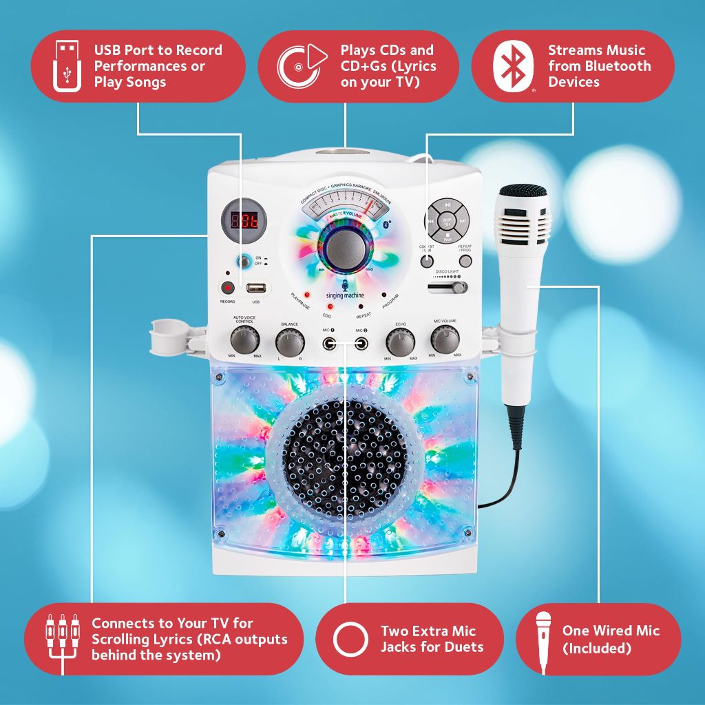 Handheld Singing Machine Singing Machine Portable Karaoke Machine for Adults & Kids with Wired ...