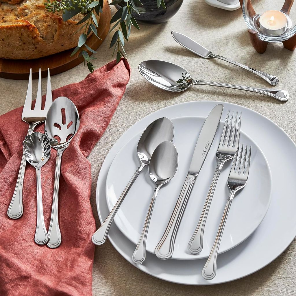 HENCKELS 65-Piece Astley Flatware Set, Silver