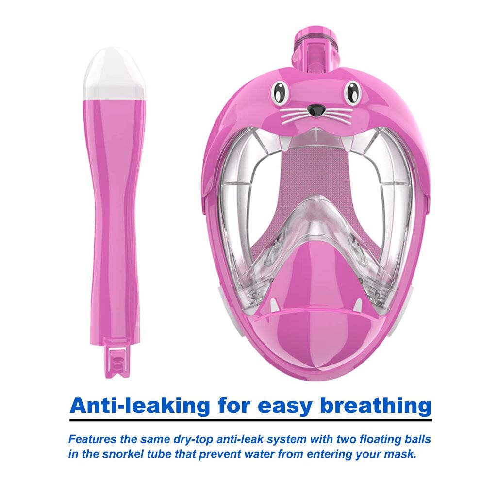 Jwintee Full Face Snorkel Mask, Diving Mask for Kids and Adults,180° Panoramic View Snorkel Mask with Camera Mount, Safe Breathing, Anti-Leak&Anti-Fog