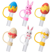 6 Piece Straw Covers for Stanley Tumblers, Reusable - Easter Bunny, Easter Eggs