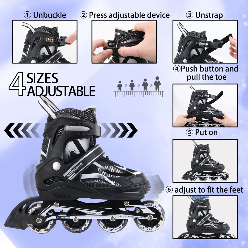 SZ M, Sowume Adjustable Blades, Inline Skates with All Light Up Wheels | UNISEX
