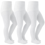 Coziwill Socks Girls Seamless Tights, Kids 8-10 Years 3 Pack(White, L)