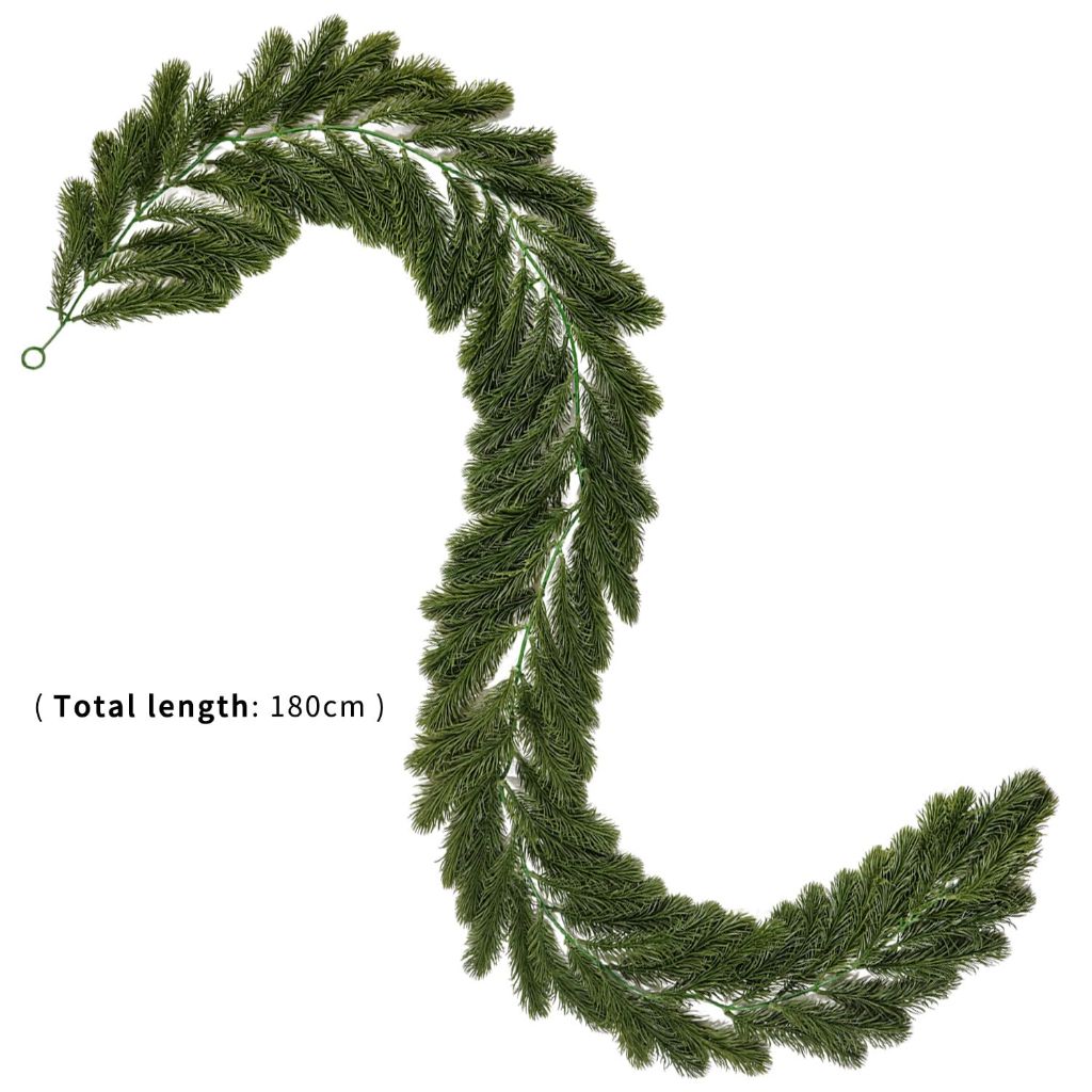 6 Ft Christmas Pine Garlands Real Touch Winter Pine Garland Green Artificial Greenery Garland for Table Mantle Fireplace Rustic Xmas Holiday Decorations Indoor Outdoor (1, Fir)