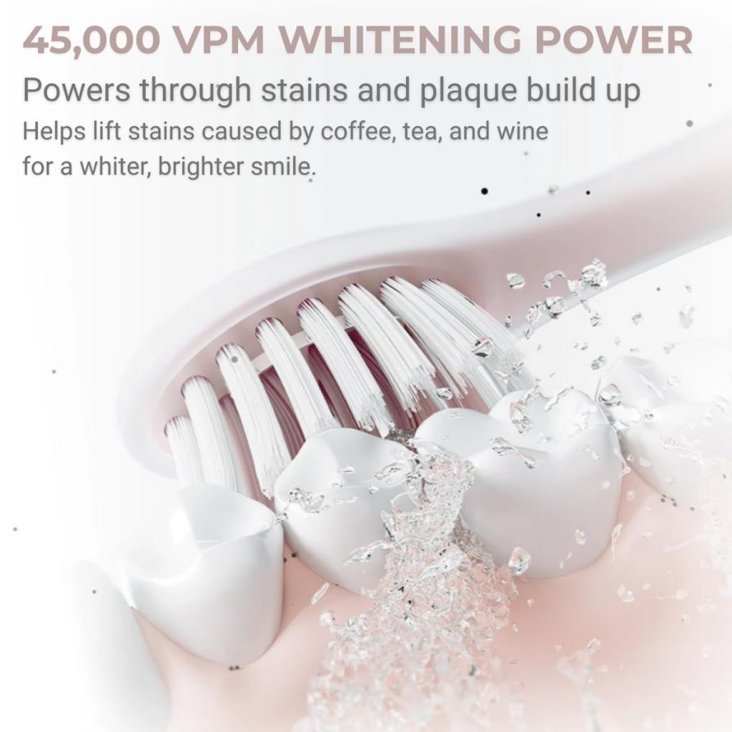 SMILE NOVA Sonic Lux Electric Toothbrush w/Whitening Toothpaste & 6 Brush Heads - Rose Quartz