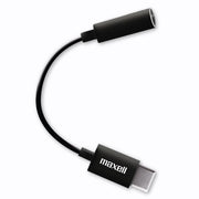 Maxell Sync Up USB-C Headphone Adapter, 3.5mm Audio Jack to USB-C, Reversible | Black