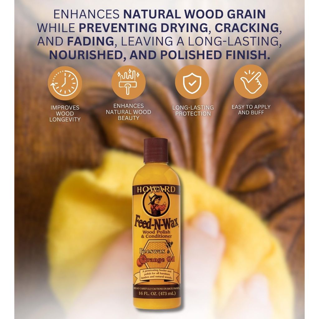 Orange Scent Wood Protector Gel 16 oz Bundle with Microfiber Cloth - Wood Wax Conditioner & Polisher for Furniture - Kitchen Cabinet Restorer - Butcher Block Finish - (3 Items)