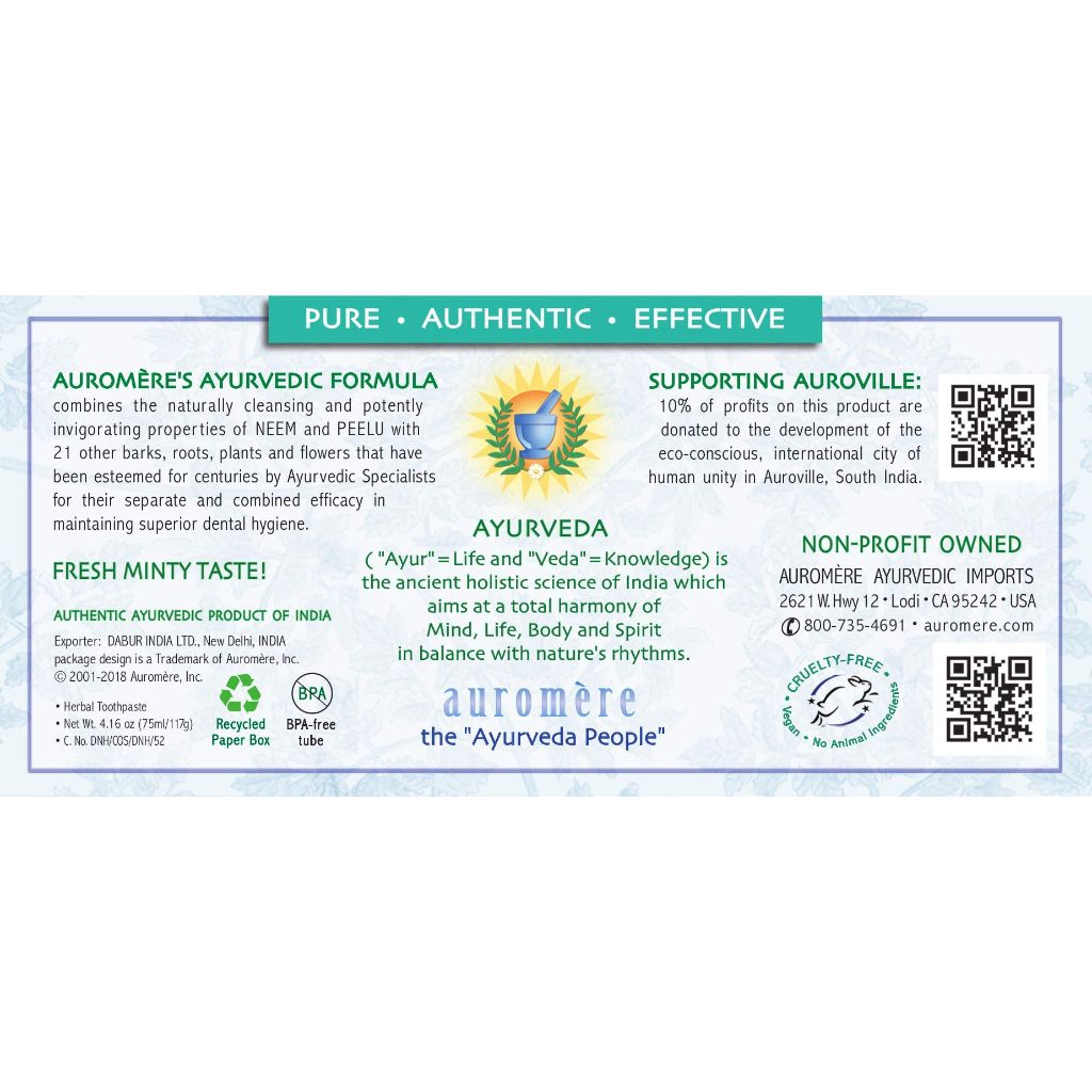 Auromere, Ayurvedic Herbal Toothpaste, Fresh Mint, 4.16 Oz