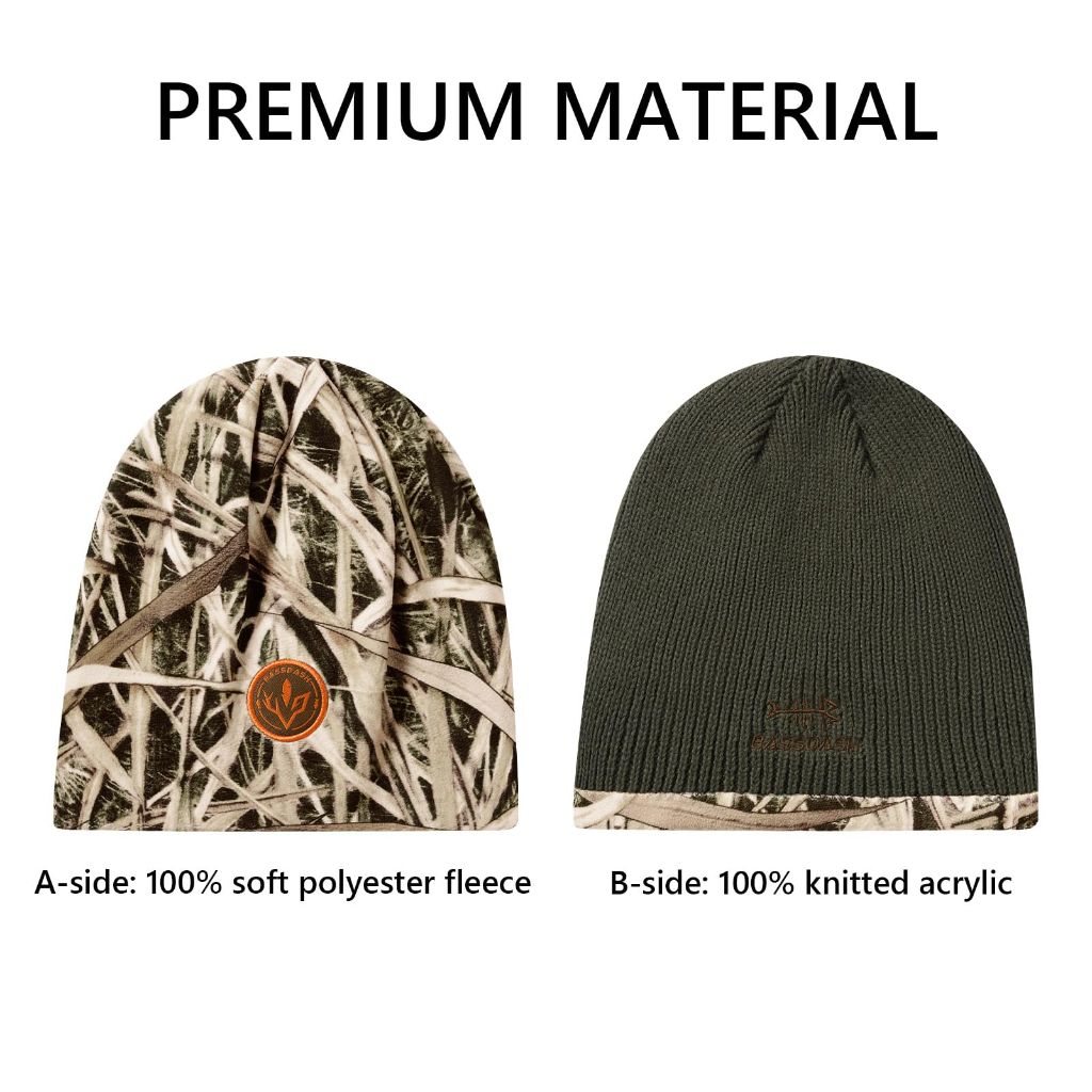 BASSDASH Reversible Windproof Fleece Winter Beanie Hats Thick Warm for Men Women Stretchy Fit Unisex Cuffed Knit Hat