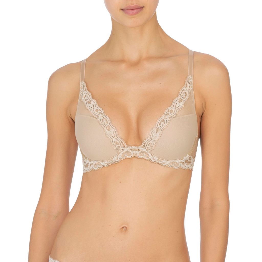 SZ 30B, Natori's Women Feathers Contour Plunge Bra -Cafe