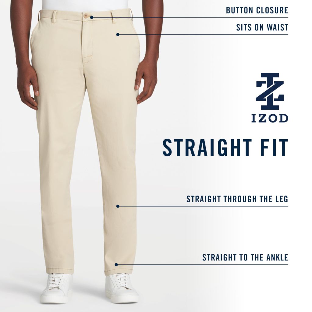 IZOD Men's Saltwater Stretch Flat-Front Chino Pants, Asphalt Strt, 38W x 30L