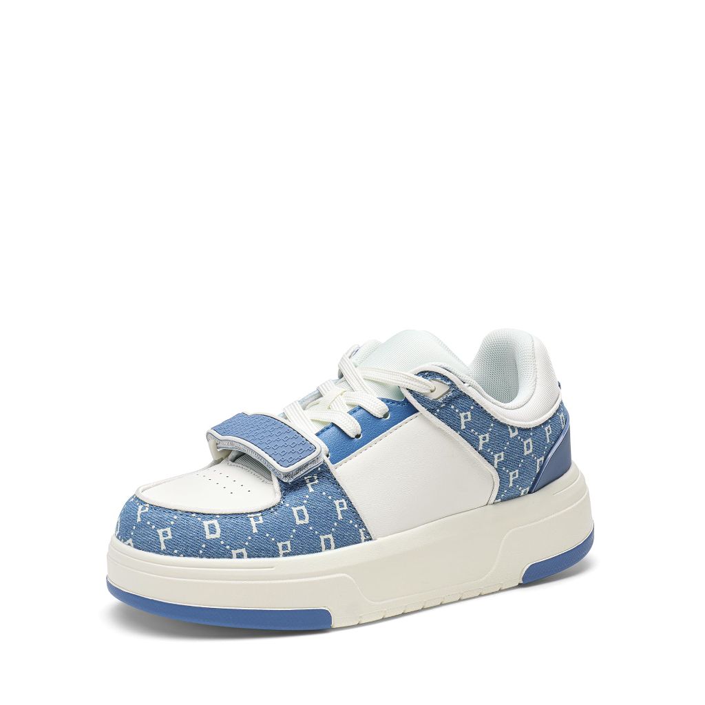 DREAM PAIRS Women Platform Chunky Sneakers, Size 7, White/Blue