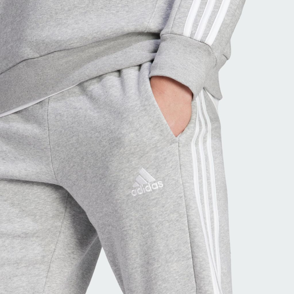 Adidas Mens Essentials Fleece 3-Stripes Tapered Cuffed Pants, Medium Grey Heather, 4X-Large, Tall 3 Inches