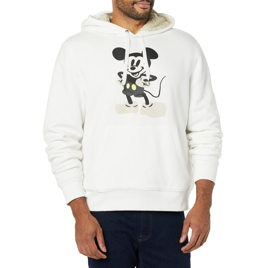 SZ XL, Amazon Essentials Disney | Men's Sherpa-Lined Hooded Pullover Sweatshirt, Mickey