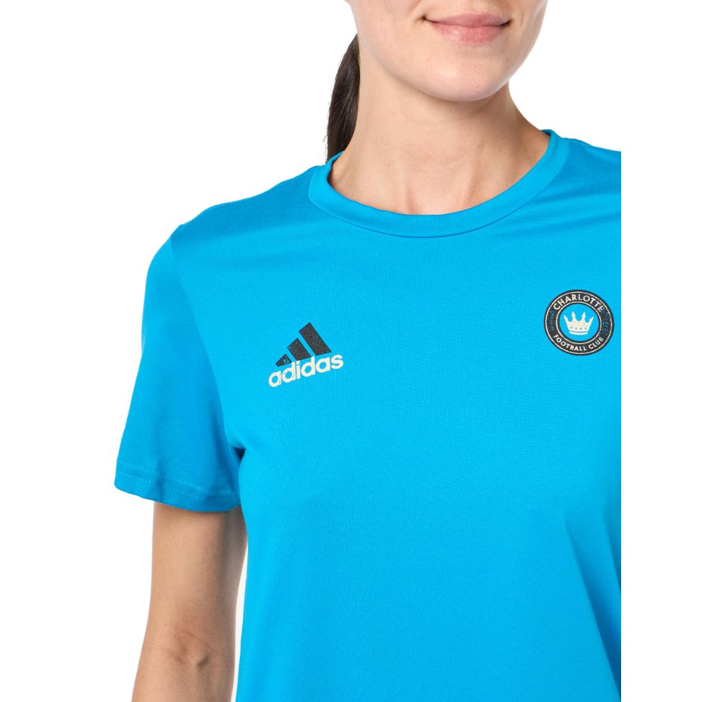 adidas Women's Local Stoic Short Sleeve Pre-Game T-Shirt - Charlotte FC, Sharp Blue (XXL)