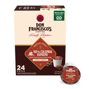 Don Francisco's 100% Colombia Supremo Coffee Pods, 24 Count, Medium Roast, Compatible with Keurig Brewers