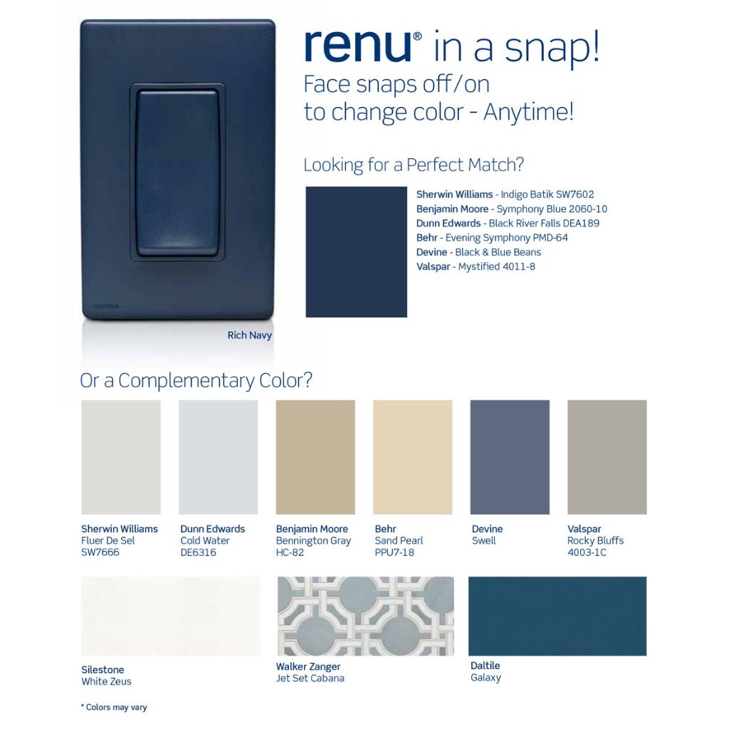 Leviton Renu Tamper-Resistant Outlet, 20-Amp, 125VAC, Rich Navy