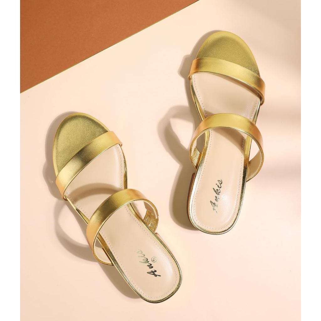 Ankis Women Silver Heels Sandals - Silver Sandals 1 Inch Heels for Women Low Chunky Block Heels Comfortable Two Strap Open Toe Flat Sandals Shoe for Dressy Wedding Summer