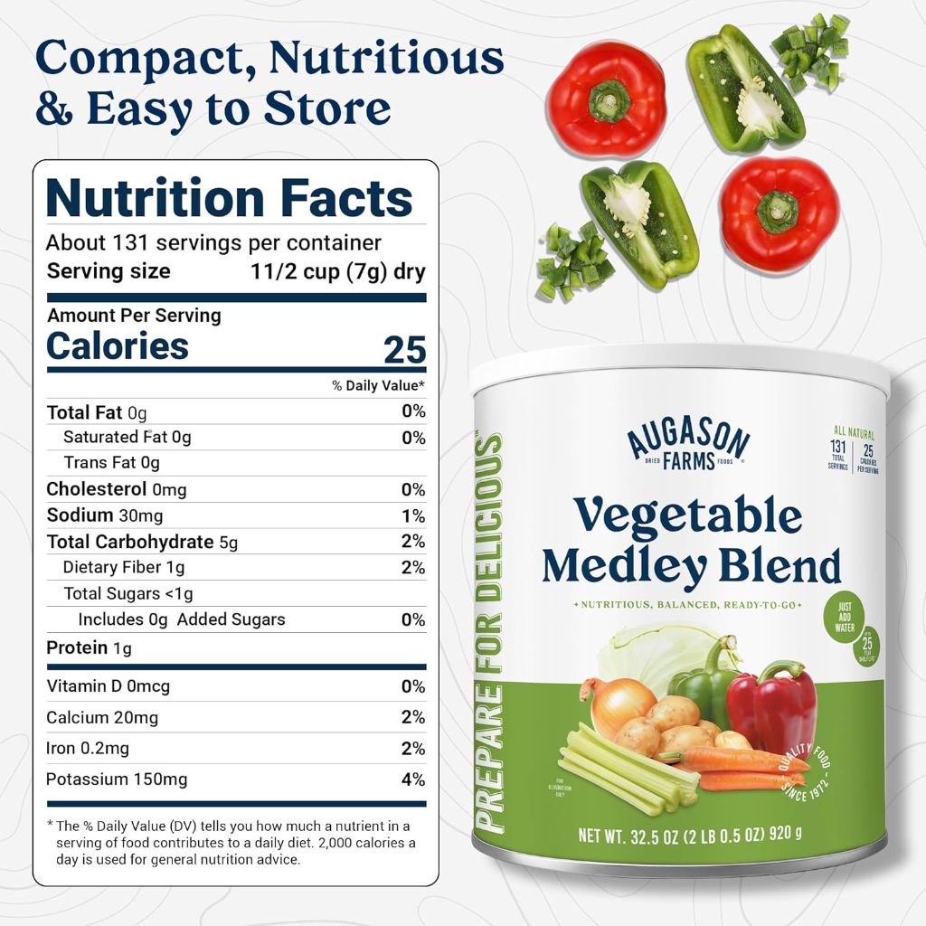 Augason Farms Vegetable Medley Blend Dehydrated Veggies - 2lb (131 Servings)