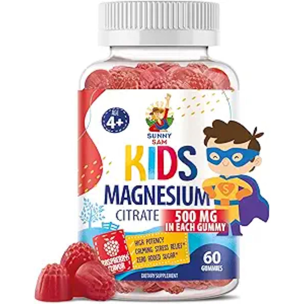 Sugar-Free Magnesium Gummies for Kids & Teens - 500mg Calm Magnesium Citrate - Chewable Magnesium Gummy Supplement for Sleep, Mood & Muscle Support - Citrato de Magnesio para Niños - 60 Days Supply