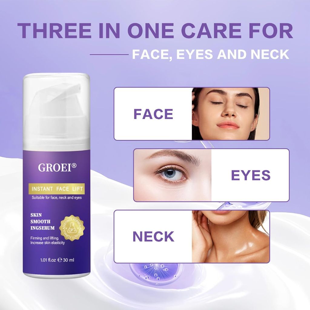 Professional Instant Face Lift Cream, Anti-Aging Skin Firming Treatment for Face Neck Eyes, 90-Second Results, 30ml