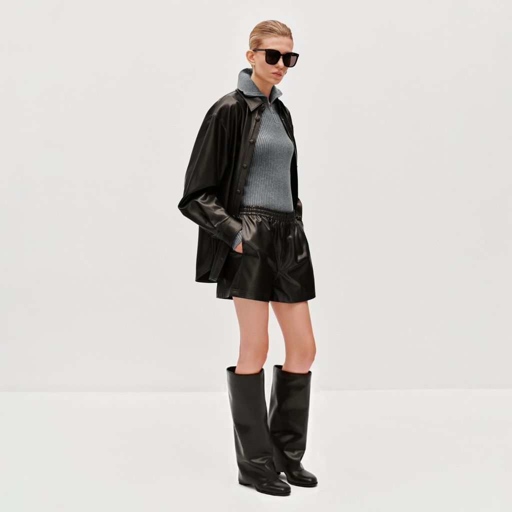 SZ 6.5 Meolee Knee High Boots Women Fold Over | Black Leather