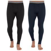 SZ L, Fruit of The Loom Men's 2-Pack Recycled Waffle Thermal Underwear Bottom, Black/Navy