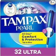 Tampax Pearl Tampons Ultra Absorbency, Unscented, 32Count