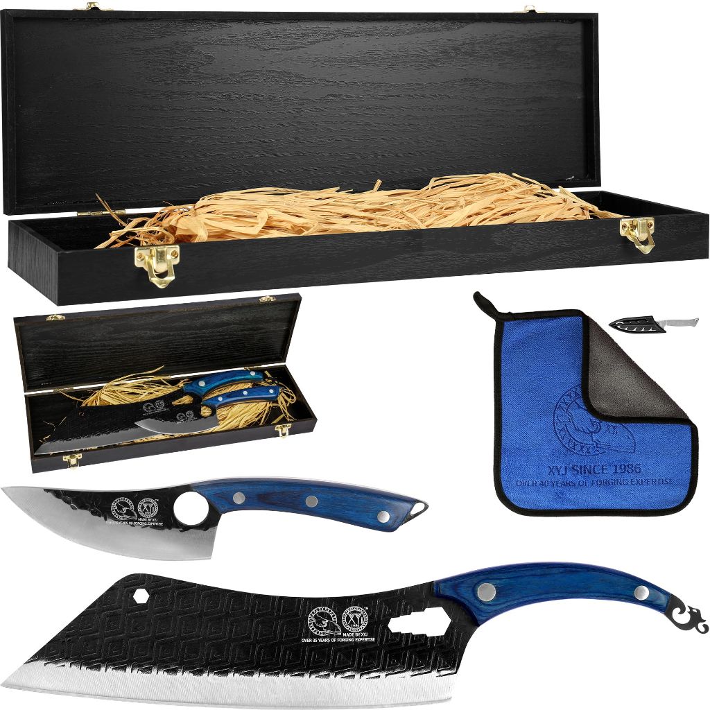 XYJ 7 Inch Butcher Knife with Pakkawood Handle
