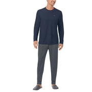 Tommy Bahama Men’s 2-piece Relaxed Fit Logo Embroidered Lounge Set (Blue,Medium)