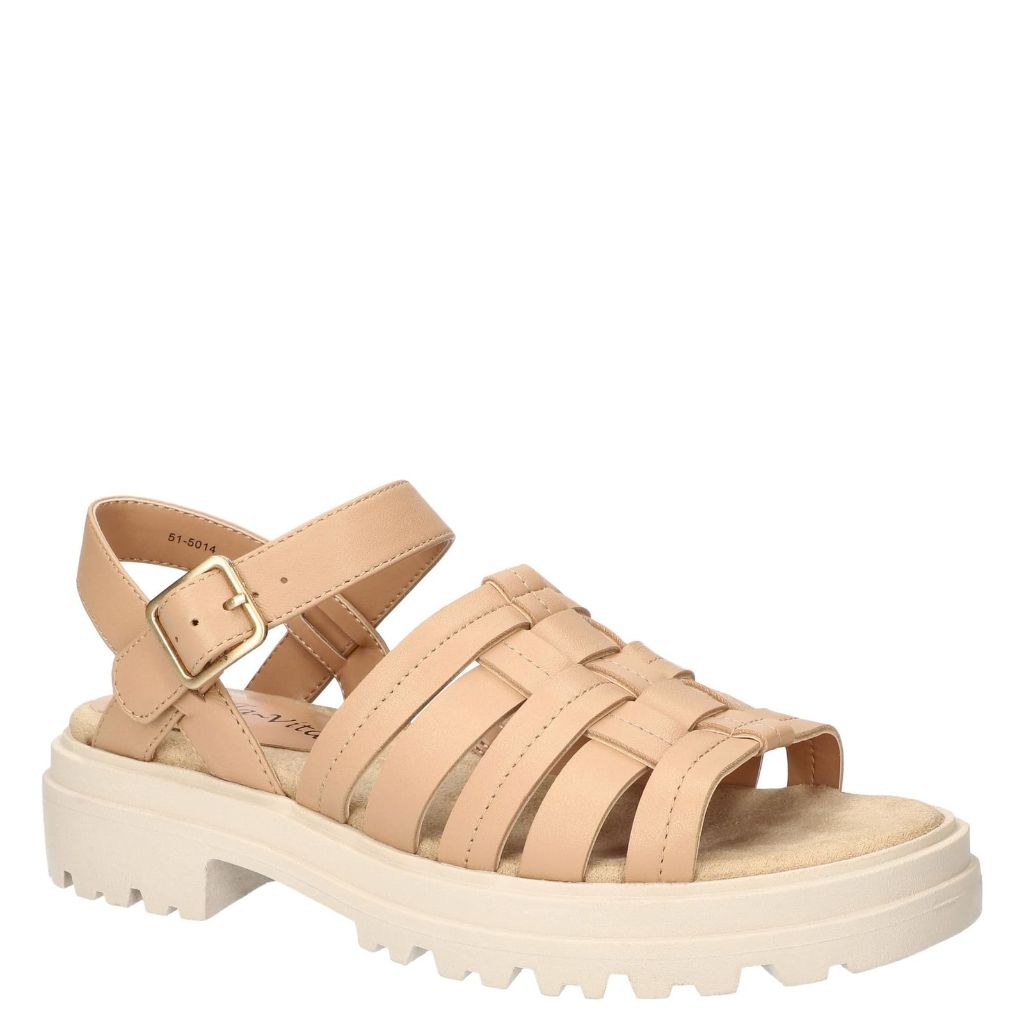 Bella Vita Loni Women's Leather Fisherman Sandal with Lug Outsole